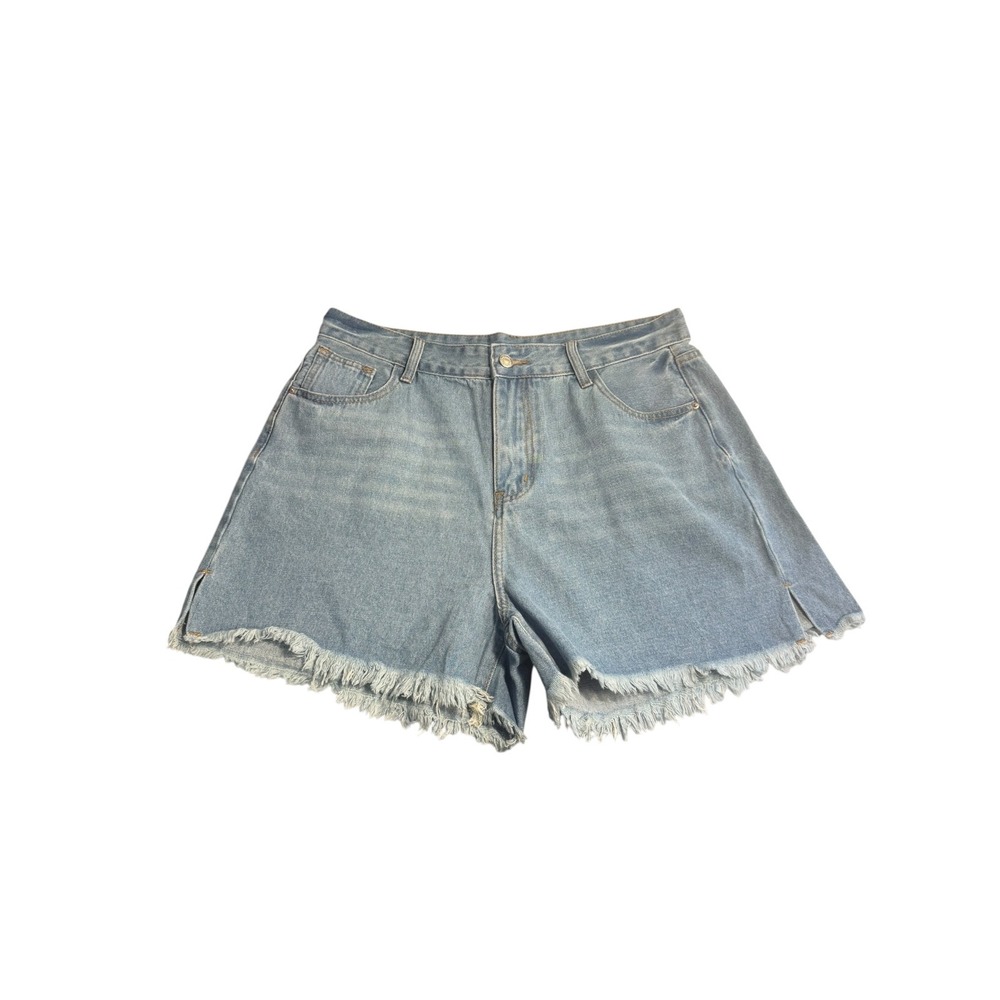 Cupshe Womens‎ XL Light Wash High Rise Frayed Raw Hem Denim Shorts CAA02A4G024SS
